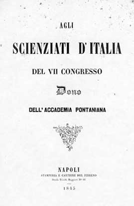 Agli Scienziati d'Italia, frontespizio